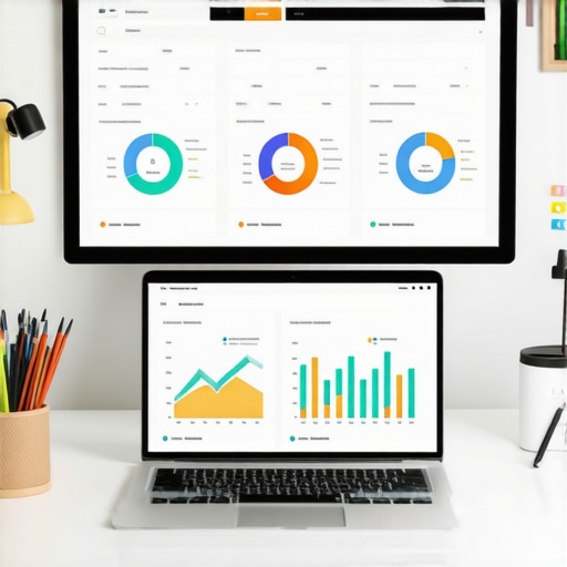 Workspace with SEO analytics dashboards and tools for local SEO management.