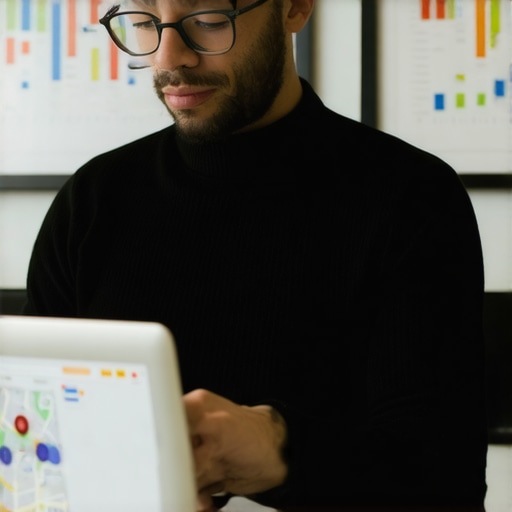 Business owner editing GMB profile on laptop