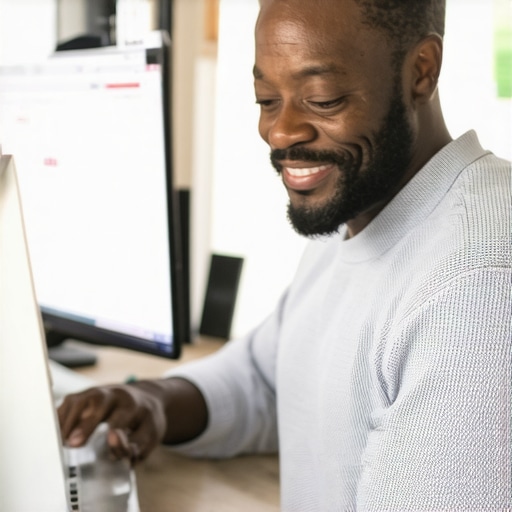 Business owner editing Google My Business profile on a laptop.
