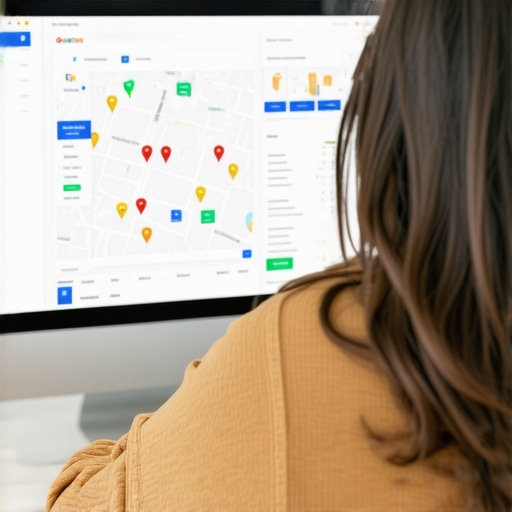 Person updating Google My Business profile to improve local search rankings.