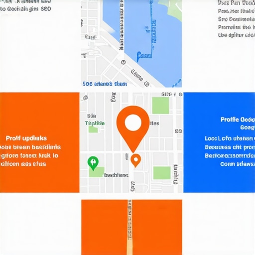 Infographic showing steps to improve Google Maps rankings, including profile optimization and citation management.