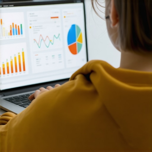 Person reviewing local SEO analytics on laptop with charts and graphs