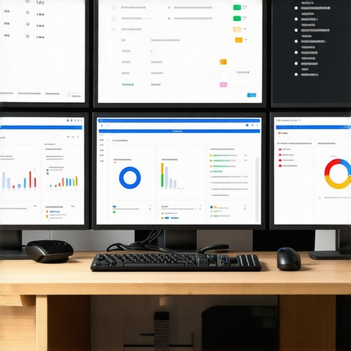 A workspace with SEO dashboards and tools used for maintaining local map rankings.