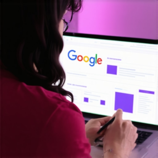 Person editing GMB profile on computer with digital dashboard.