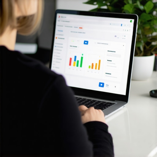 Person updating GMB profile with SEO analytics on screen