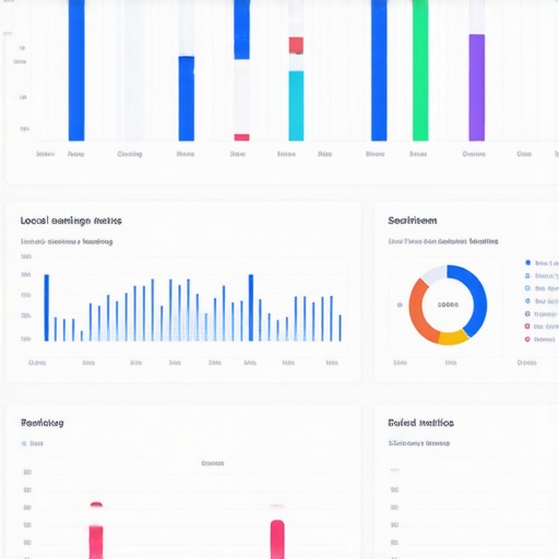 Google Data Studio dashboard showing local SEO metrics and review sentiment trends
