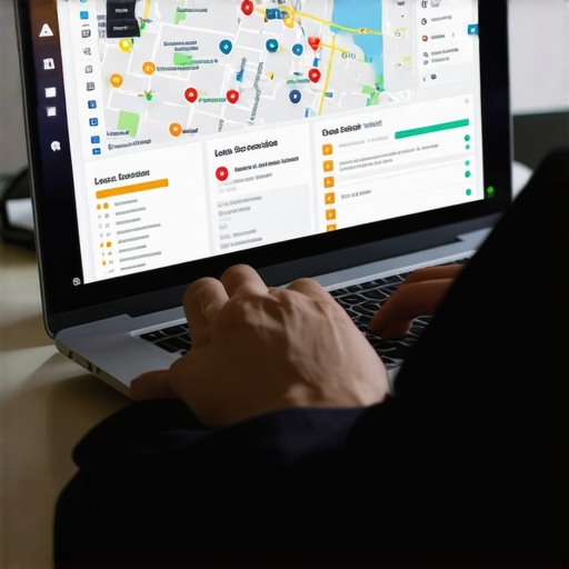 Person working on local SEO strategies with maps and data visualizations