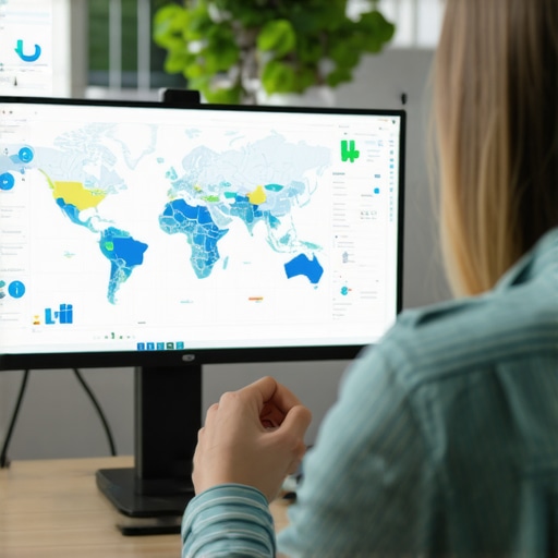 Person reviewing local map and SEO data on computer