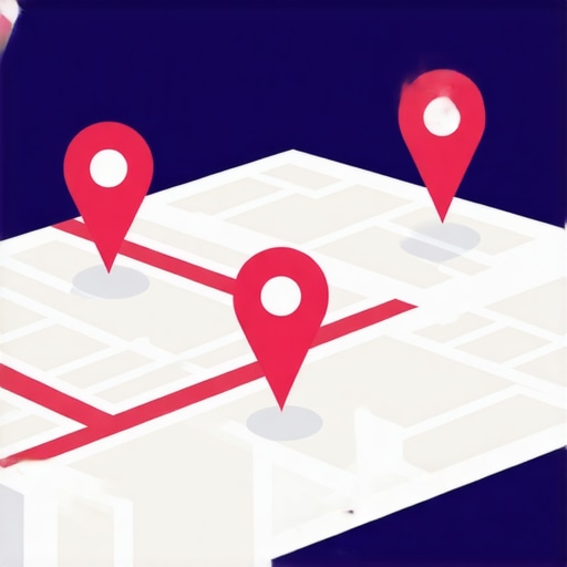 Illustration of business locations and SEO signals on a digital map
