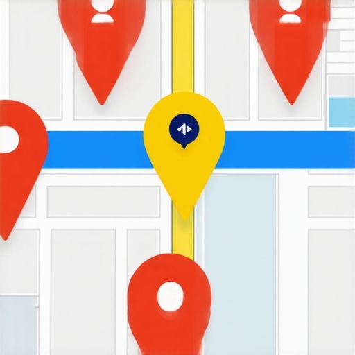 Digital map with highlighted business markers demonstrating local SEO signals.